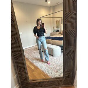 Leon Max 100% Silk Black Zip Up Blouse Size Medium Elegant Minimal